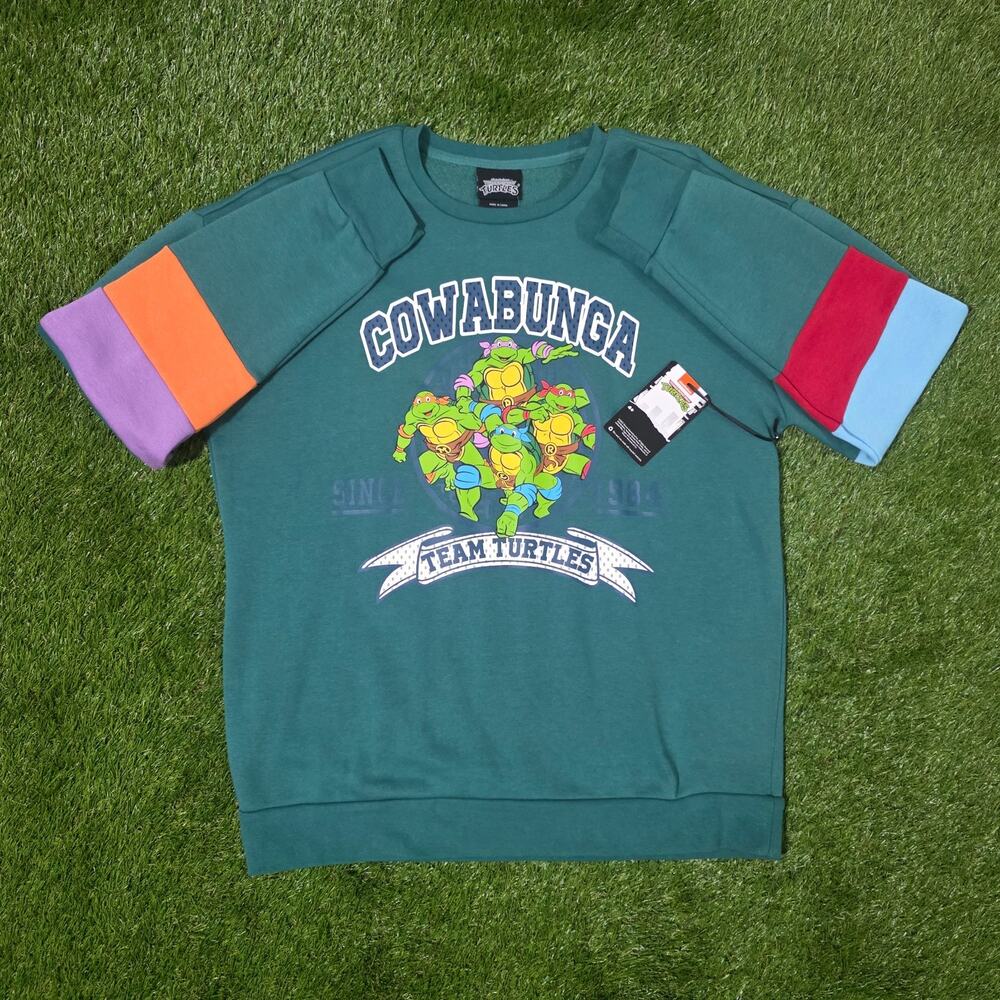 TMNT Teenage Mutant Ninja Turtles Cowabunga Color Block Crewneck Sweater Sz M